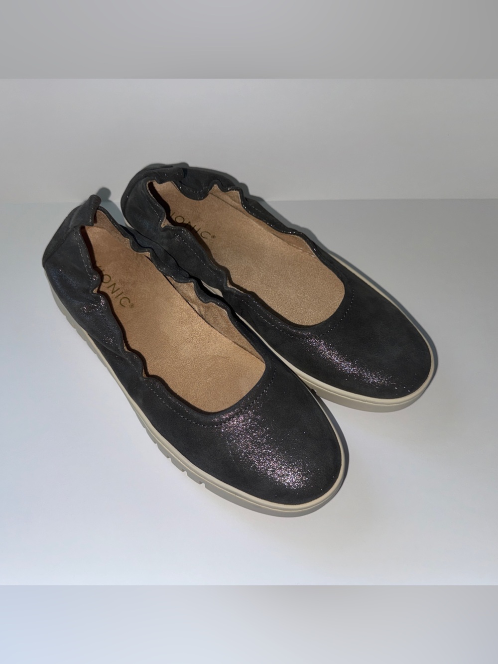 Vionic Shimmering Dark Gray Uptown Ballet Slipper Slip-Ons